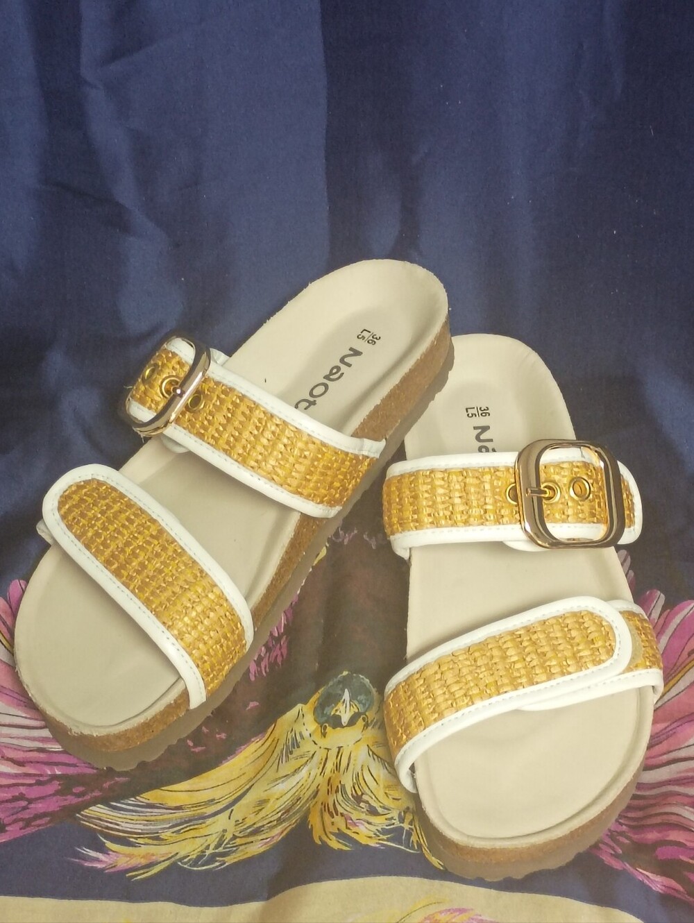 ❤️New NAOT WOMEN'S NASHVILLE White Leather Raffia Sandals Shoes Size 36 US 5/6